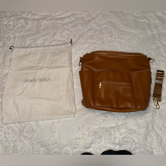 Fawn Design Brown Leather Backpack Diaper Bag - Picture 5 of 16